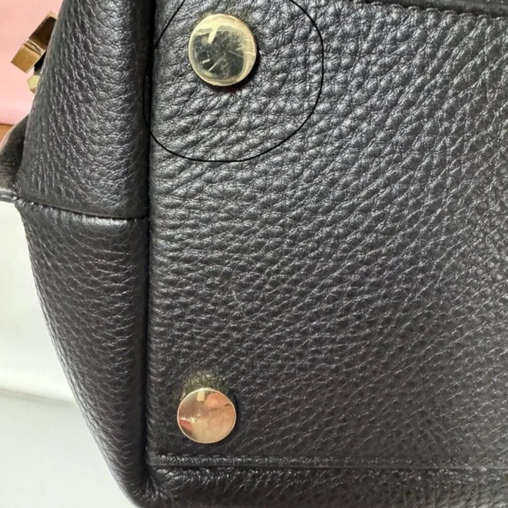 Michael Kors Greta Large Pebbled Leather Satchel Black - Picture 14 of 14